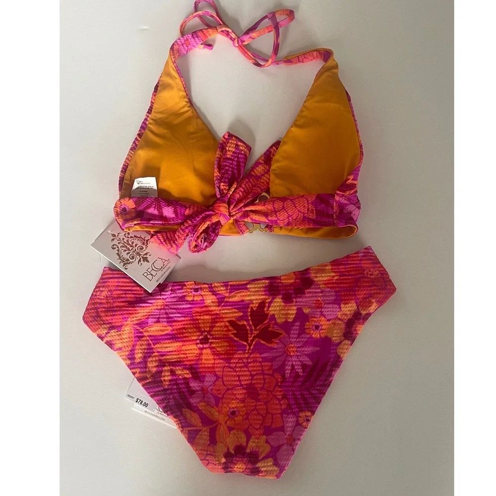 BECCA Copacabana Mira Halter Bikini Top and Copacabana Hipster Bottom Size Small